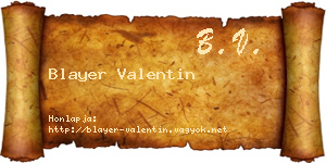 Blayer Valentin névjegykártya
